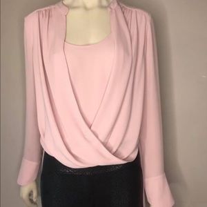 BCBG Maxazria Pink High/Low Blouse Size Small